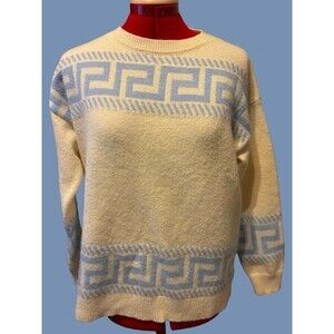 S. Christina White And Blue 100% Cashmere Size L/XL